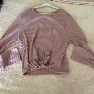 Pink long sleeve wrap around tee